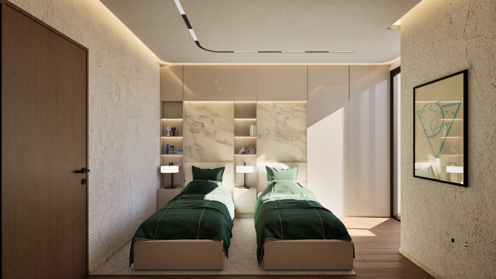 Chambre spacieuse avec balcon à la Résidence Yasmine